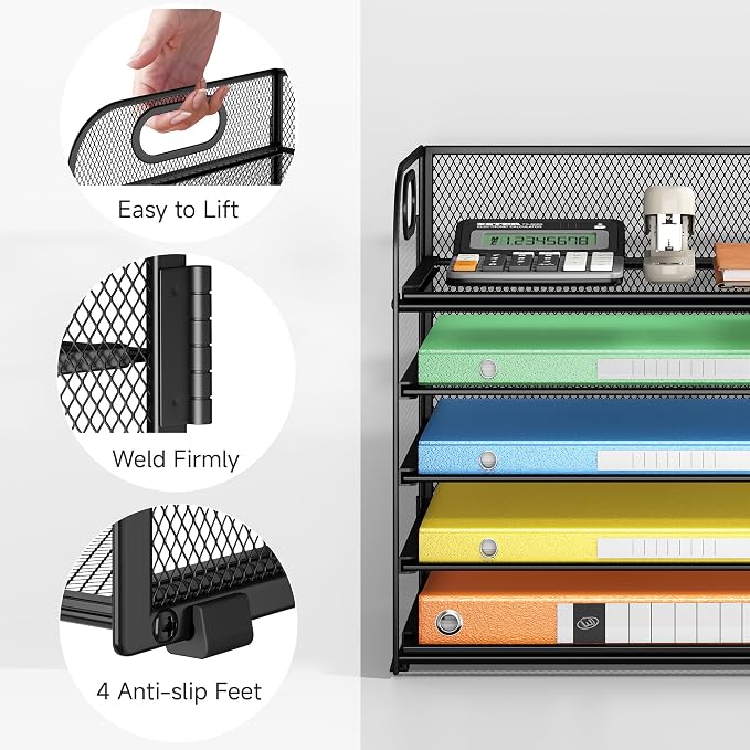 Lavatino 5 Tray Desk File Organizer, Desktop File Organizer and Storage - Image 3
