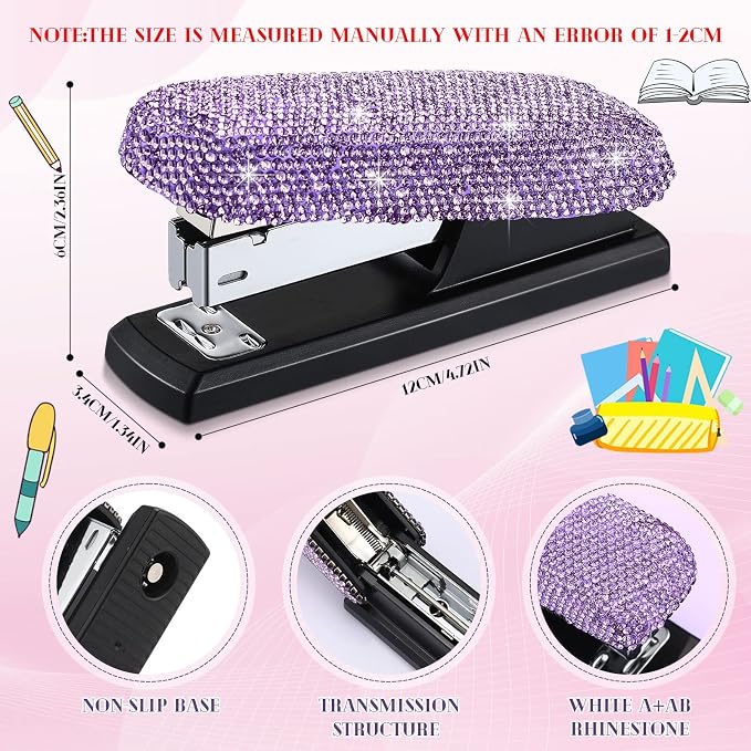 Yexiya Purple Sparkle Bling Stapler - Image 2