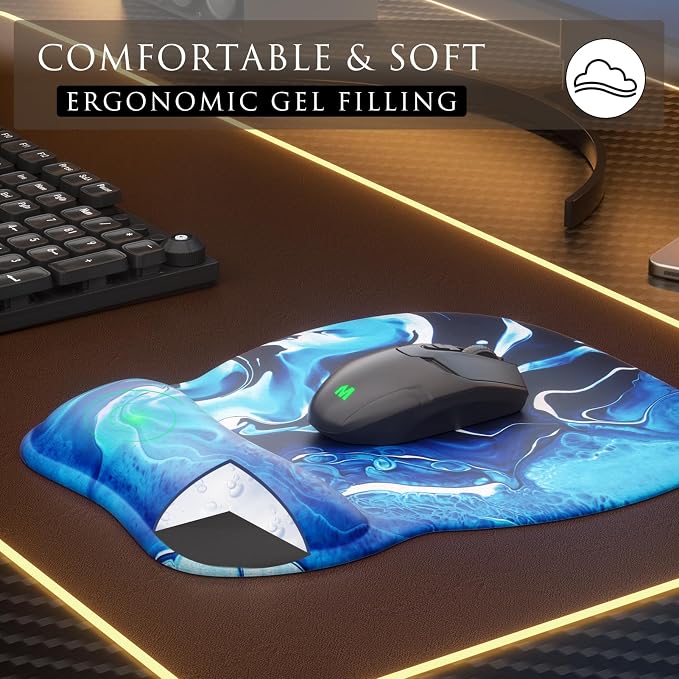 MROCO Ergonomic Mouse Pad with Gel Wrist Rest, 9.4 x 8.1 in, Gel Wrist Comfort - Image 4