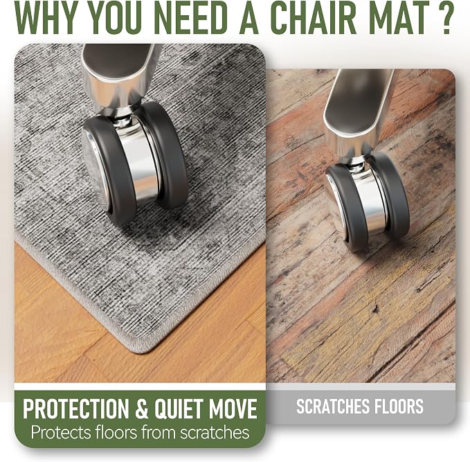Office Chair Mat for Hardwood Floor, Anti-Slip Under Desk Mat for Rolling Chair - Image 3