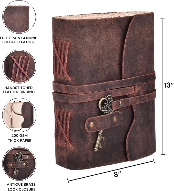 LEATHER VILLAGE Vintage Leather Journal – 200 Handmade Vintage Deckle Edge - Image 5