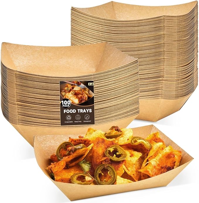 ZORRITA Paper Food Trays, 3 Lb, 100 Pack, Disposable | Kraft Paper Taco Holder by ZORRITA