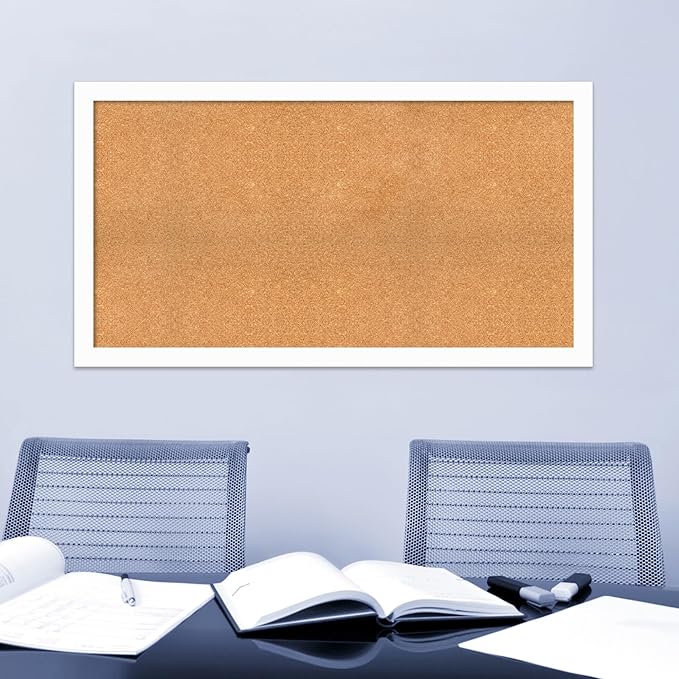 Amanti Art Natural Cork Board for Wall, 29x53 Vision Board with White Frame, Oversize Corkboard Office Decor for Home Organization, Casual Corkboard Pinboard to Display Items for Home Organization in-DeskLoop Office