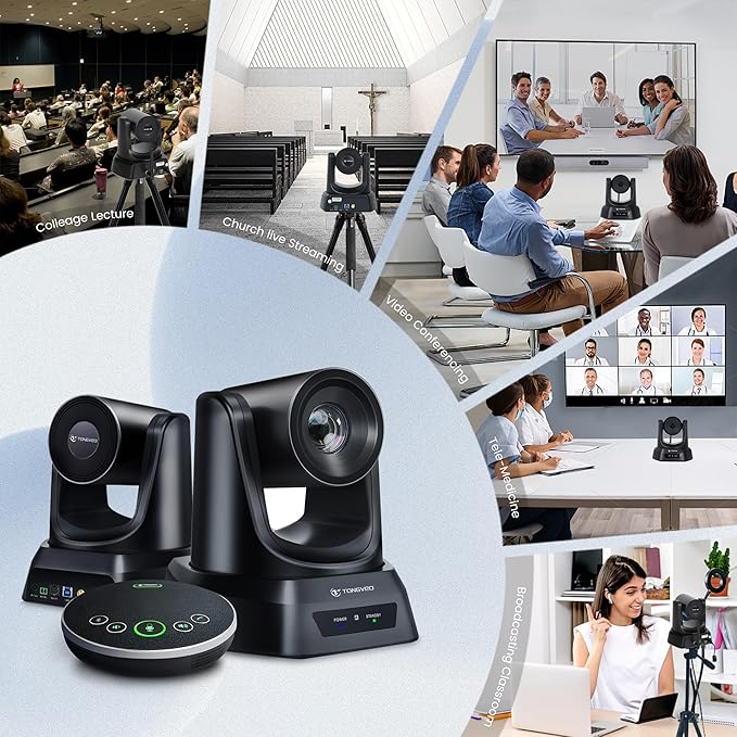 5.8GHz Wireless Conference Room Camera System | 3X 60fps PTZ Camera with Bluetooth Microphone, 50ft Range, Compatible with Zoom, OBS - Easy Setup for Worship and Online Meetings-DeskLoop Office