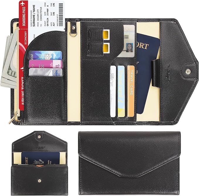 ZOPPEN Mulit-purpose Rfid Blocking Passport Holder Travel Wallet Passport and - Image 2