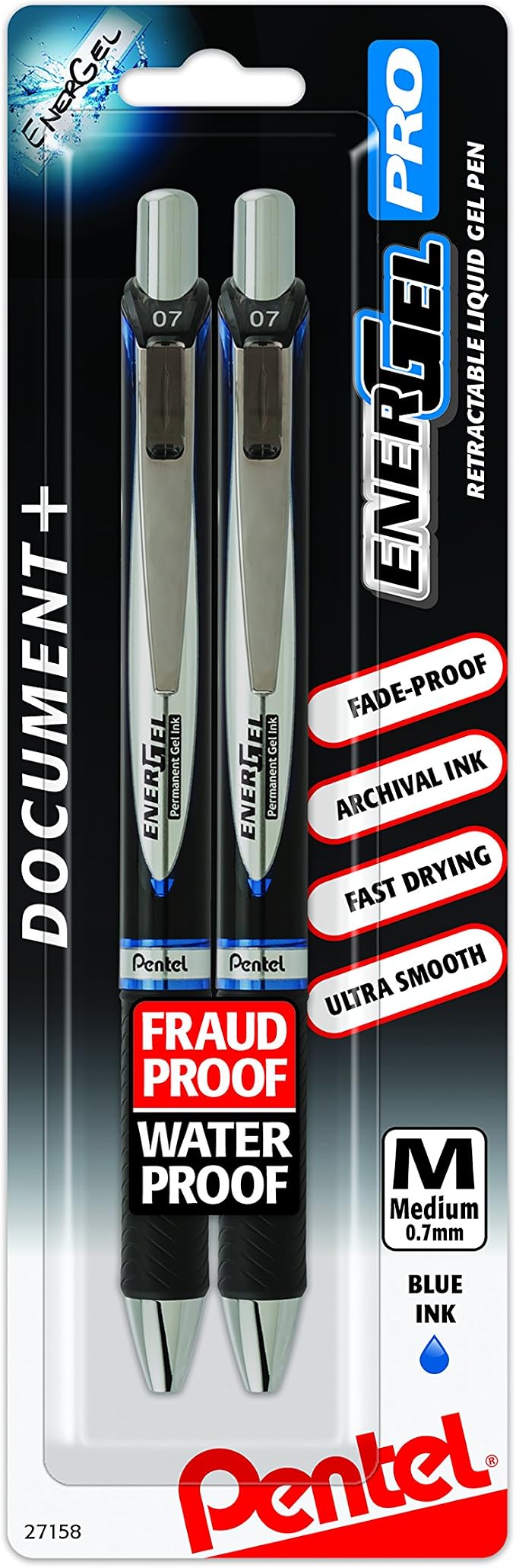 Pentel EnerGel Pro Permanent Gel Ink Pen, 2 Pack by PentelofAmerica