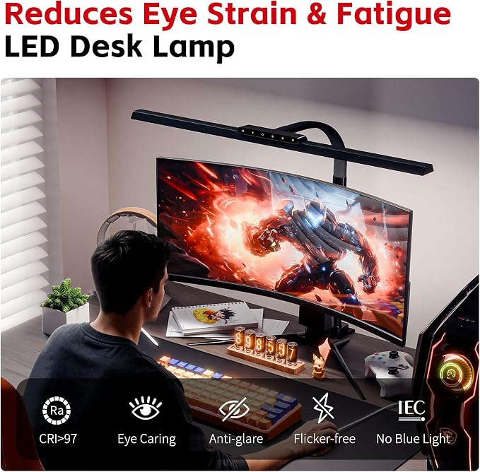 Architect Desk Lamp with Clamp, Eye-Caring Clip on Desk Lights - Image 2
