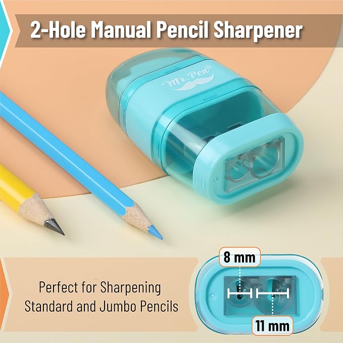 Mr. Pen- Pencil Sharpener & Eraser, 4 Pack | 2-in-1 Manual Sharpeners - Image 4