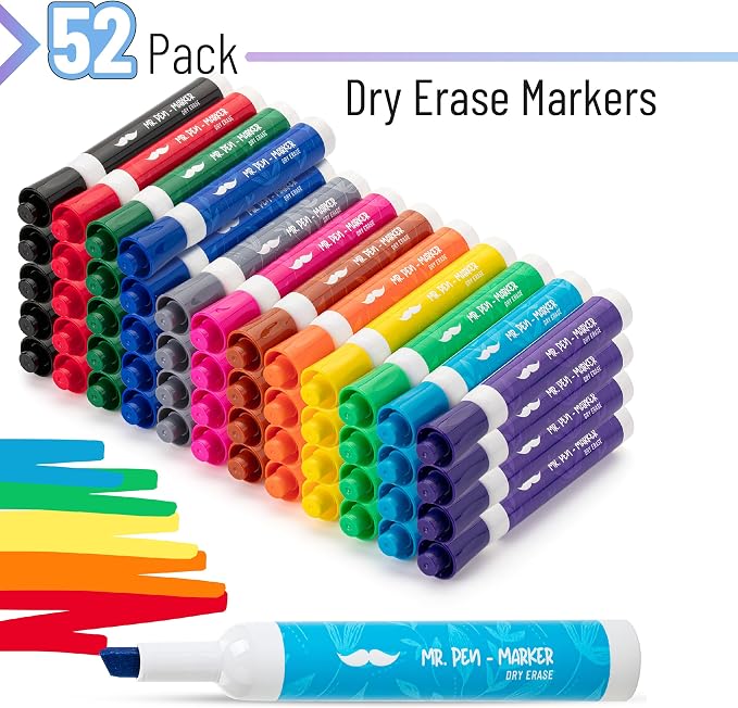Mr. Pen- Dry Erase Markers, 52 Pack, Low Odor Ink | Chisel Tip, Bulk White - Image 2