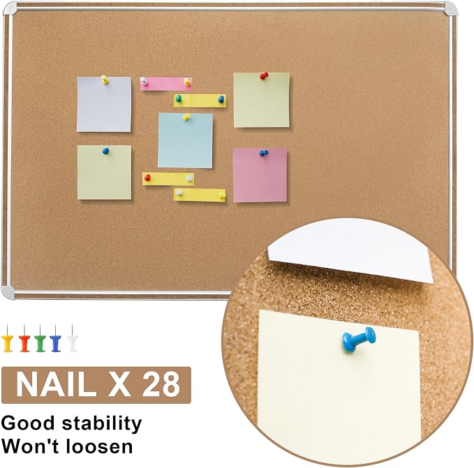 Cork Bulletin Board, 48 X 32 Inches Cork Strip Frame Message Vision Board - Image 5