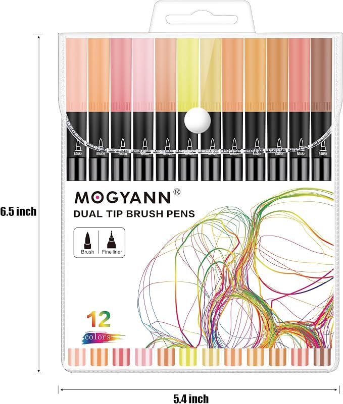 Skin Tone Markers, 12 Pack Dual Brush Pens - Image 6