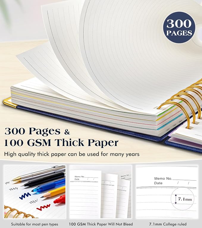 Spiral Notebook Journal with Removable Dividers Tabs, 300 Pages Hardcover - Image 5