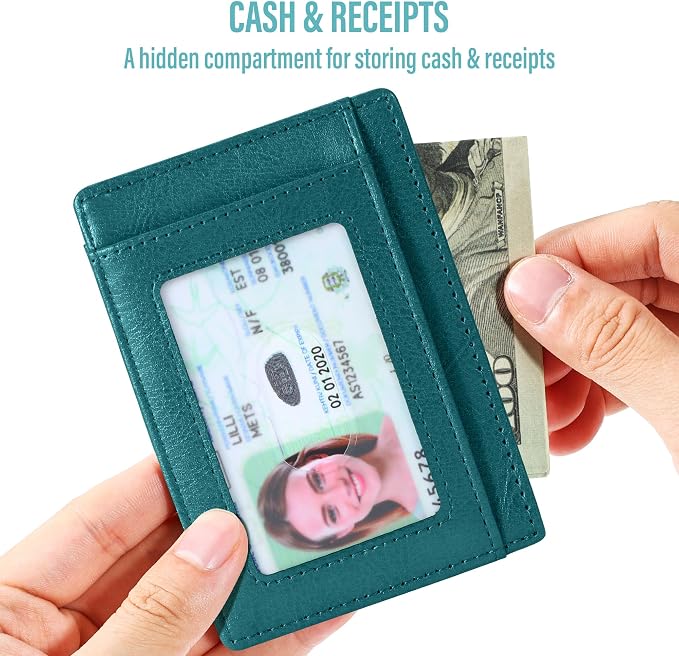 Travelambo Slim Wallet Front Pocket Minimalist Leather RFID Blocking Medium Size - Image 6