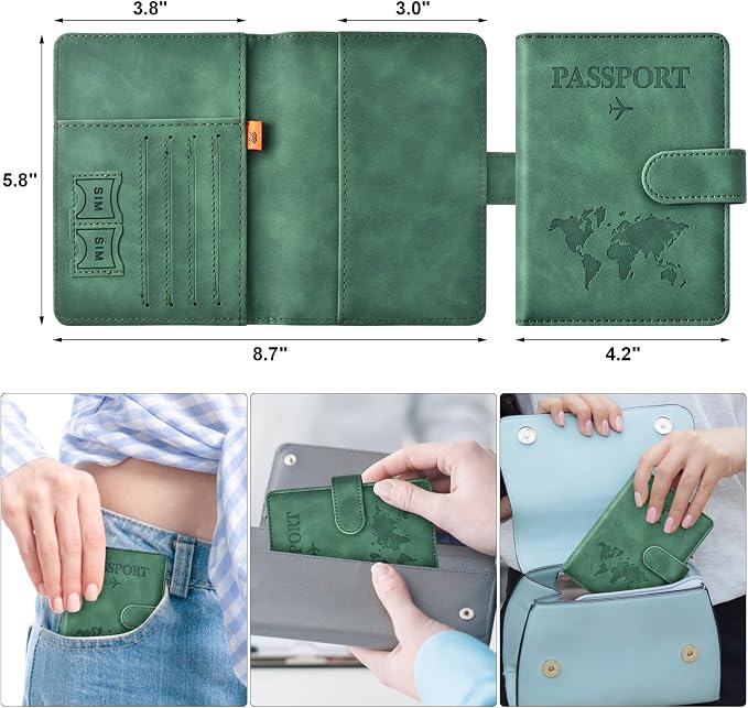 Eoehro Passport Holder for Travel Essentials, Passport Wallet Cover Case for - Image 2
