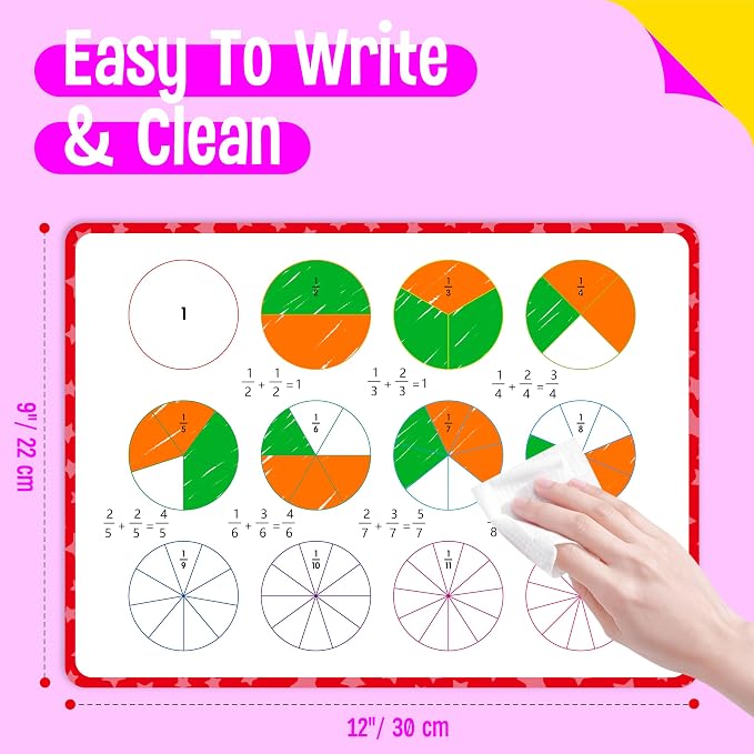 8 Packs Fraction Manipulative Whiteboards, Double-Sided Dry-Erase Number Line - Image 3