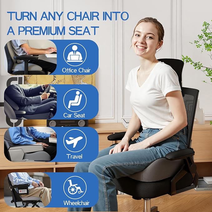 Benazcap Large Memory Foam Seat Cushion Lumbar Support Pillow - Image 6