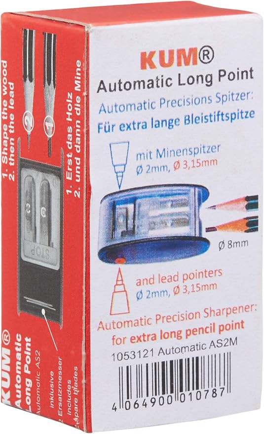 AS2M, Long Point Sharpener, sharpens in 2 steps; 2 spare blades includes. - Image 4