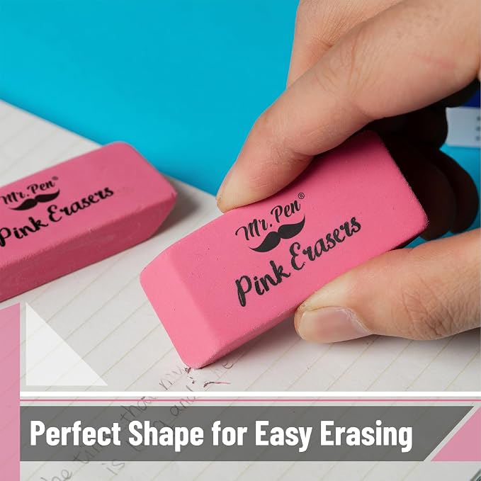 Mr. Pen- Pink Pencil Eraser Bulk, 48 Pack | Large Latex Free Block Erasers - Image 5