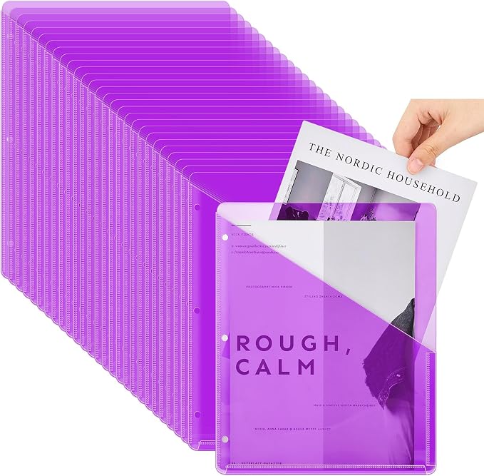 Seajan 100 Pcs Pocket Folders for 3 Ring Binder Clear Plastic Folders Sleeves by Seajan