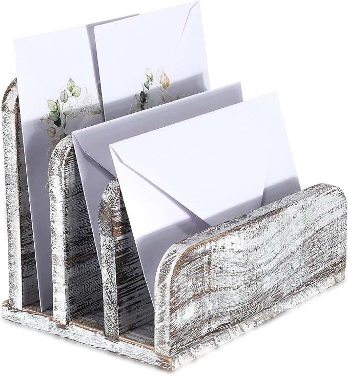 Briwooody Wooden Mail Organizer 3 Slots Mail Holder by Briwooody