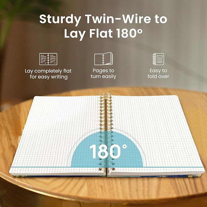 Spiral Graph Paper Notebook Journal for Work, 300 Pages, Thick B5 (7.1"x10") Grid Journals for Women & Writing, Hardcover Notebook for Note Taking, Perfect for Work School Note Taking Business, Color Splash-DeskLoop Office