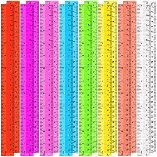 SenseYo 16 Pcs Clear Plastic Rulers 12 Inch Color Transparent Ruler by SenseYo