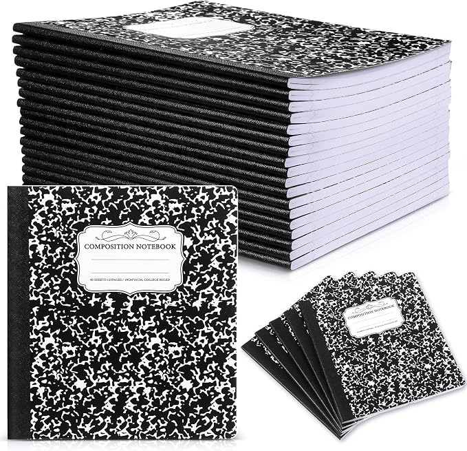 Seajan 20 Pack Composition Notebooks, Wide Ruled Paper, 7-1/2" x 9-3/4" Marble by Seajan