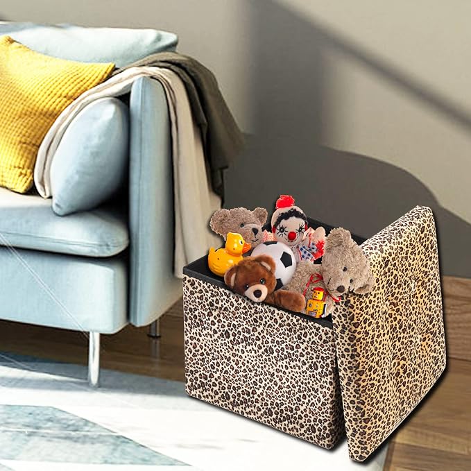 ALASDO Ottoman Storage Ottoman Footrest Stool Foldable Foot Rest Footstool Bench - Image 2