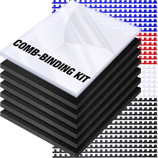 160 Pack Binding Covers and Combs kit 8.5x11 Inches Include 60 Pcs 12 mil Leather Texture Binding Cover 60 Pcs 8 mil Clear PET Presentation Covers 40 Pcs Binding Combs Letter Size(Multi Color)-DeskLoop Office