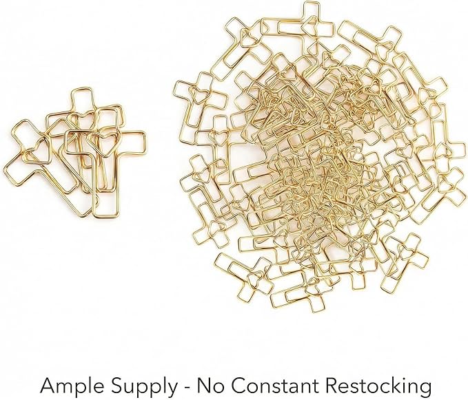 Gold Heart Cross Paper Clips Gold - Image 7