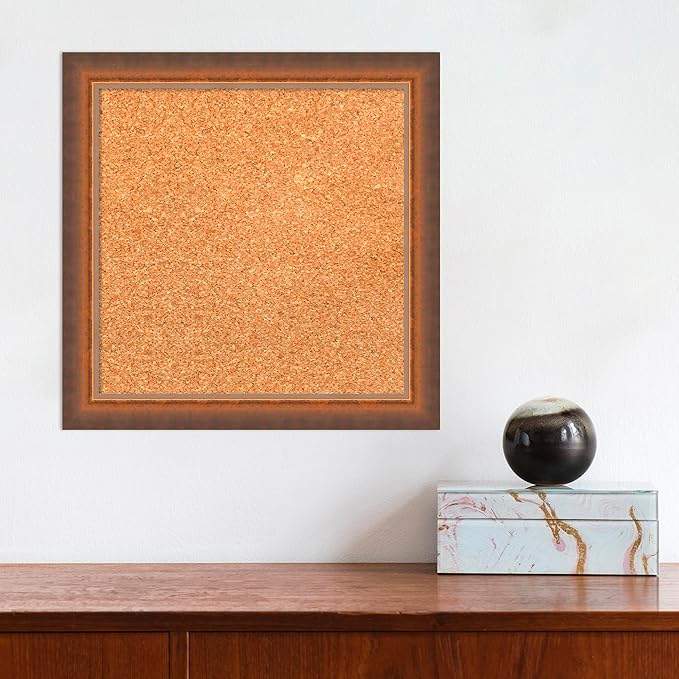 Amanti Art Natural Cork Board for Wall, 14x14 Vision Board with Bronze Frame, X-Small Corkboard Office Decor for Home Organization, Modern Corkboard Pinboard to Display Items for Home Organization in-DeskLoop Office