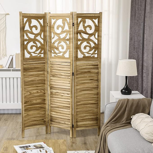 NicBex Room Divider 3 Panel Room Dividers with Floral Design Partition Room Dividers and Folding Privacy Screens 5.5 FT Wall Divider for Home, Office, Room Separation,47.25"W x 0.75"D x 67"H, Brown-DeskLoop Office