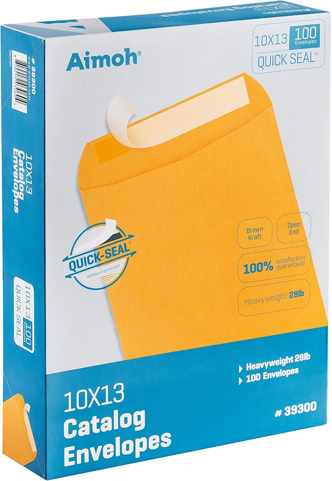 Aimoh 500 10x13 Self-Seal Brown Kraft Catalog Envelopes - 28lb by Aimoh