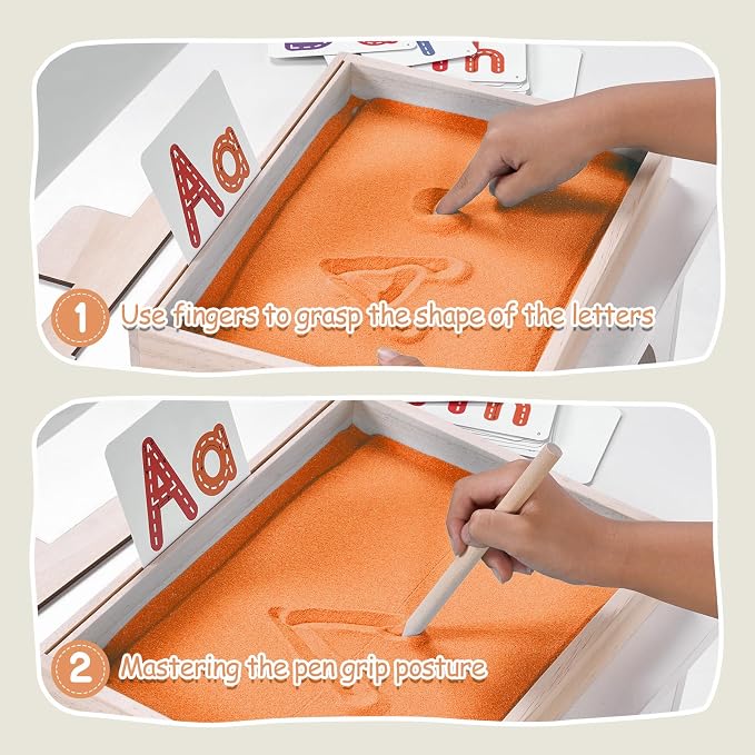 Montessori Sand Tray for Kids, Writing Play Sand Tray - Image 4