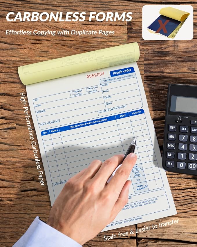 Repair Order Book, 2-Part Carbonless, 100-Set | Work order forms/ receipt book - Image 6