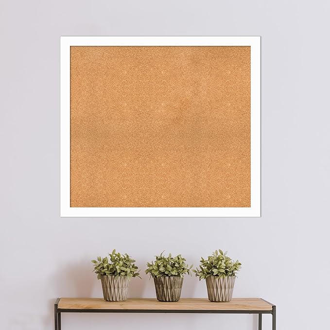 Amanti Art Natural Cork Board for Wall, 37x41 Vision Board with White Frame, Oversize Corkboard Office Decor for Home Organization, Casual Corkboard Pinboard to Display Items for Home Organization in-DeskLoop Office
