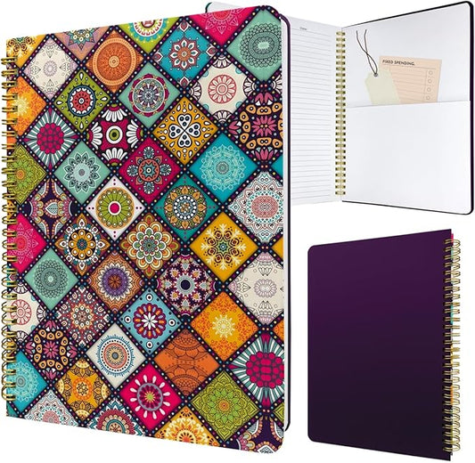 Cute Spiral Notebook journal B5 Aesthetic Pretty Design for Women Girls Kawaii with Pocket, 10 x 7.2 inch, Lined, Art-DeskLoop Office