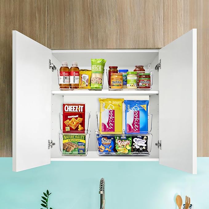 Sorbus Stackable Storage Bins Open Front - Clear Stackable Storage Bins - Pantry Bins for Storage and Organization - Acrylic Stackable Bins for Kitchen - Clear Pantry Organizer Bins (Medium 2 Pack)-DeskLoop Office