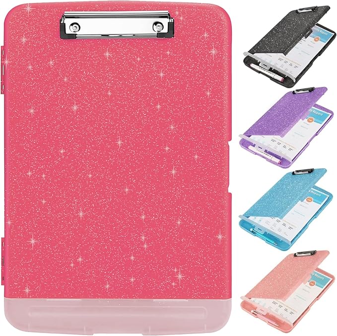 Glitter Clipboard with Storage, Storage Clipboard with Pen Holder, A4 Binder by SFLHHDM