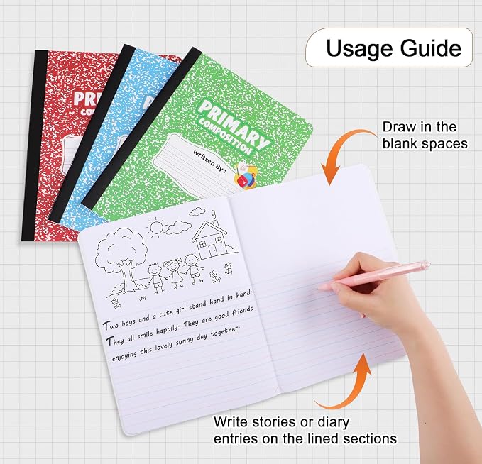 BESARME 24 Pack Primary Composition Notebook Bulk, K-2 Writing Journal Notebooks - Image 3