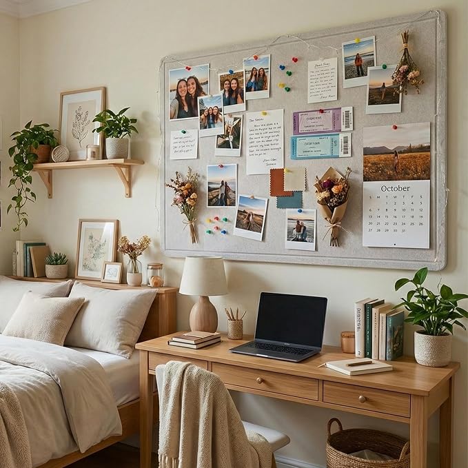AKTOP Large Cork Bulletin Board, Decorative CorkBoard Photo Display Board - Image 2