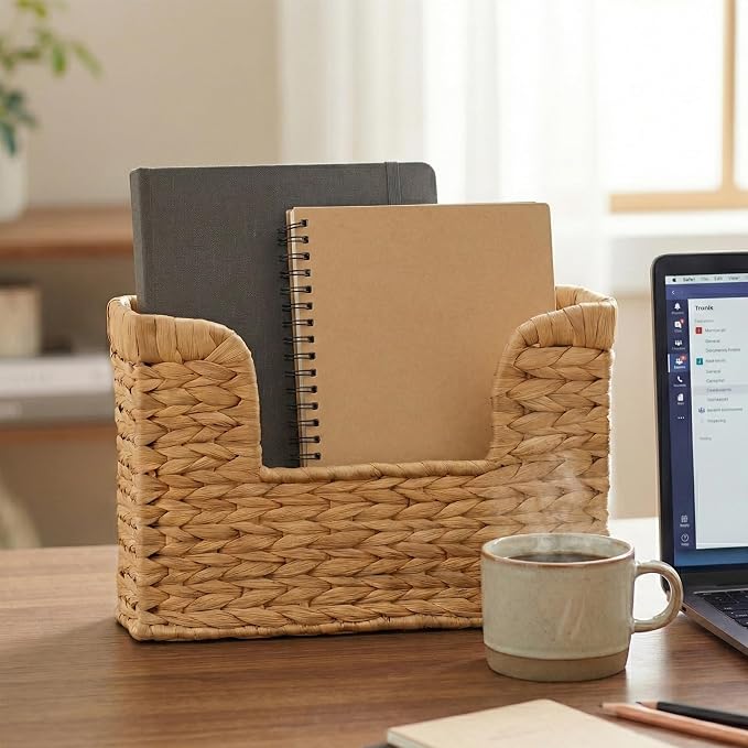 Magazine Holder Wall Basket Water Hyacinth Woven Mail Organizer, Wicker Wall - Image 5