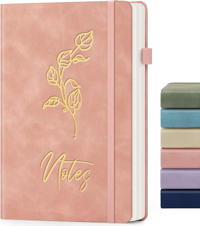 Lined Journal Notebook for Women Men, A5 Hardcover Leather Journals for Writing by ALKALO