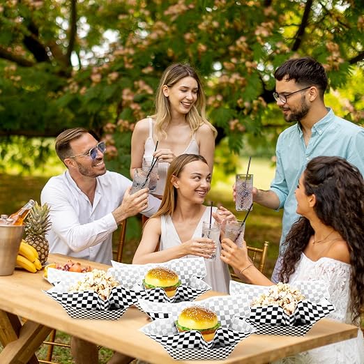 Geosar 200 Pcs Gingham Party Supply Disposable Paper Food Tray Bulk Disposable - Image 6