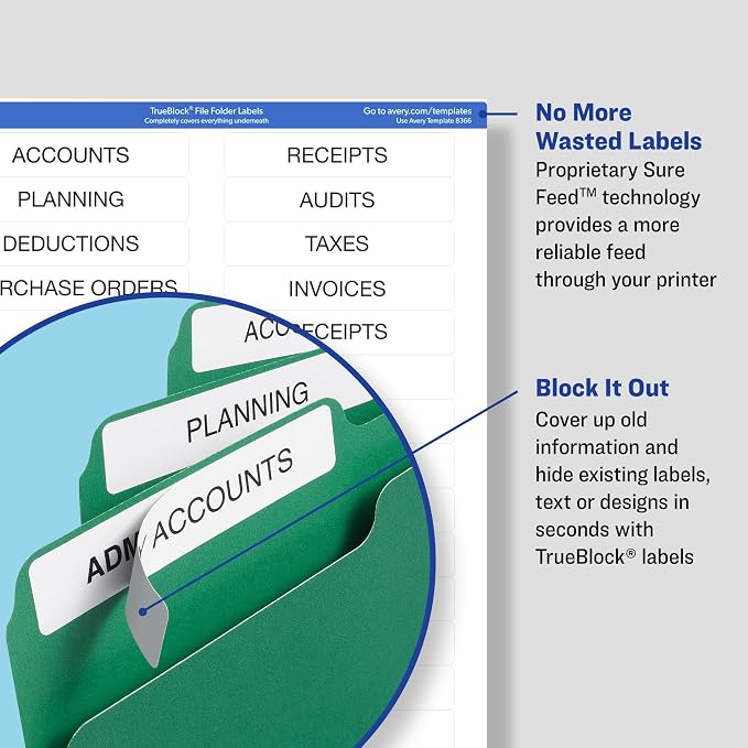 Avery File Folder Labels with TrueBlock Technology, Permanent Adhesive - Image 3