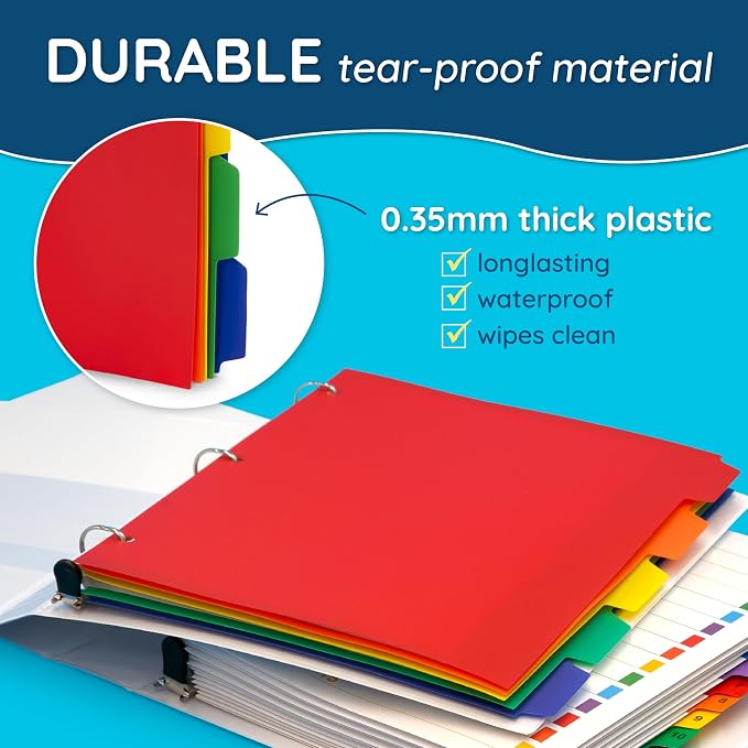 Blue Summit Supplies 5 Tab Heavy Duty Plastic Dividers - Image 3