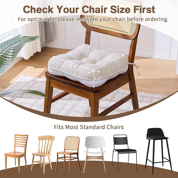 BETU Chair Cushions for Dining Chairs Set of 6, 3.5" Thick Kitchen Table Chair - Image 5