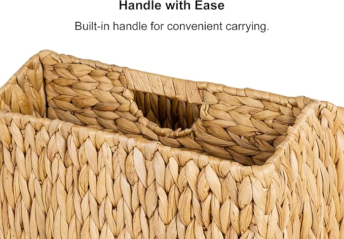 StorageWorks Hand-Woven Divided Magazine Basket, Rattan Magazine Holder, Natural Wicker Magazine Rack for Bathroom, Office, Water Hyacinth, 1 Pack-DeskLoop Office