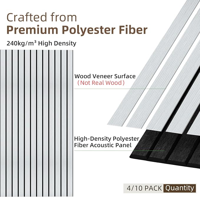 TO-TH Wood-Look Acoustic Panel, 4 Pack 47.2” x 23.6” Soundproof Wall Panels - Image 2