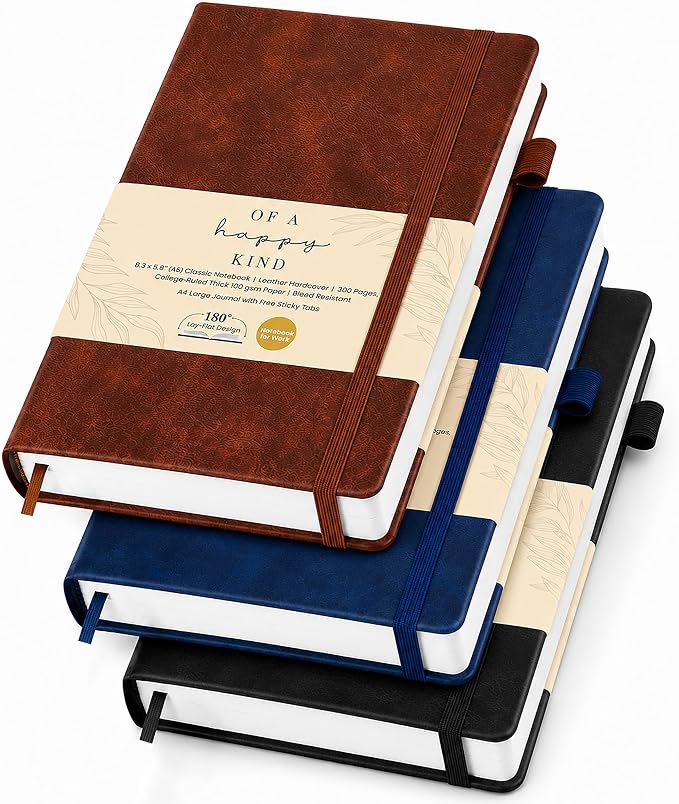 3 Pack A5 Lined Leather Journals by Unknown